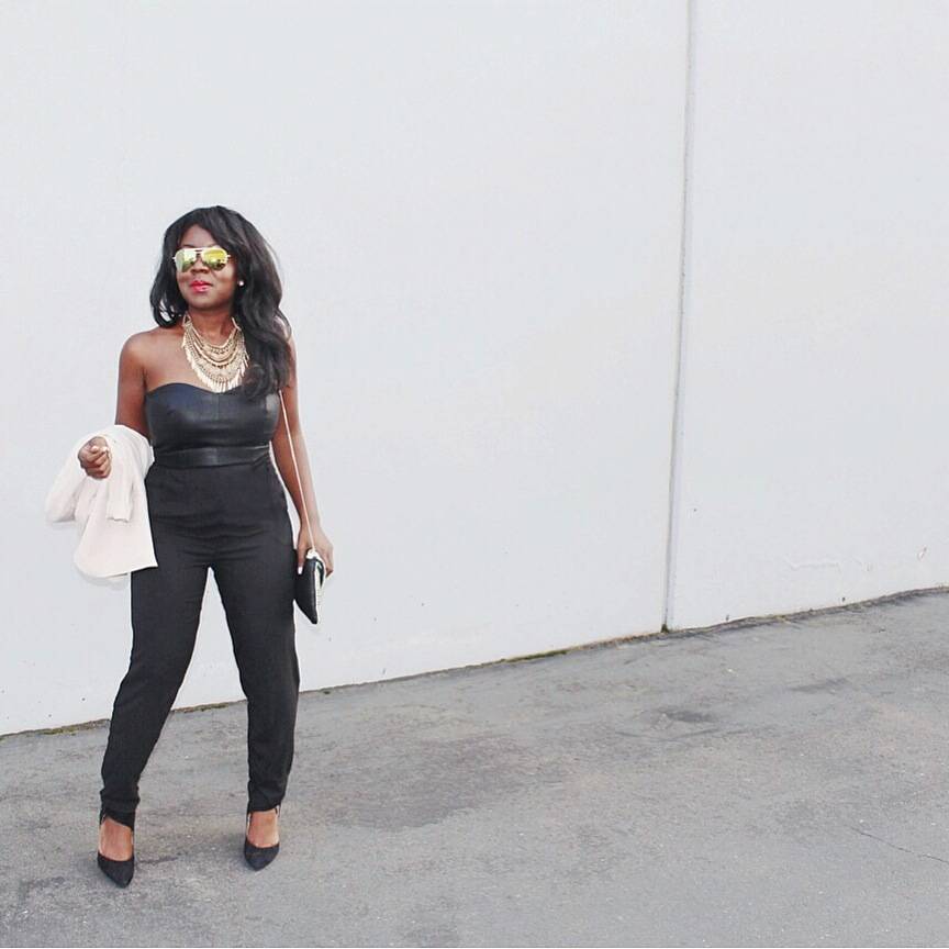 Spring fashion with an edge: black jumpsuit