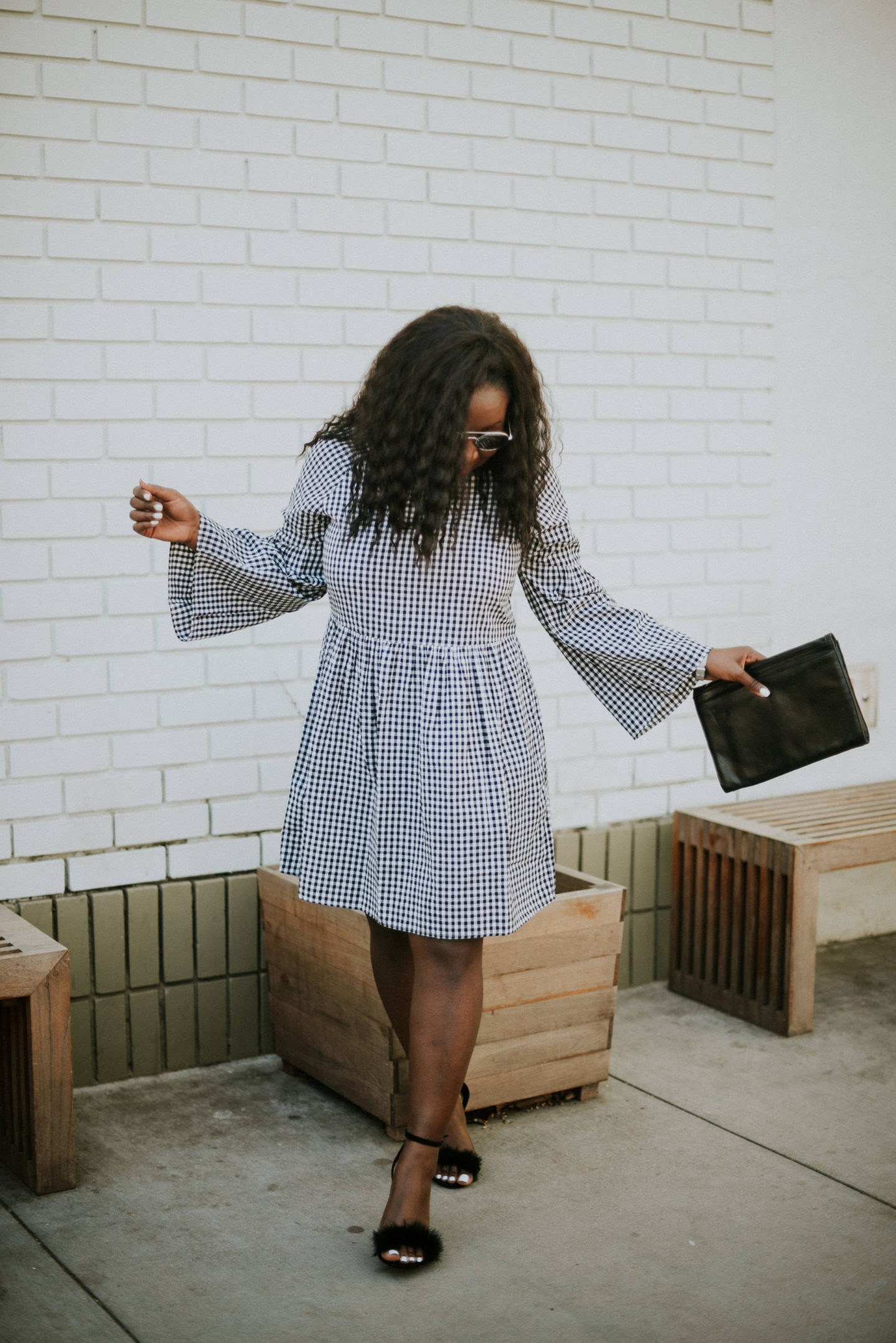 gingham-dresses- bell sleeve