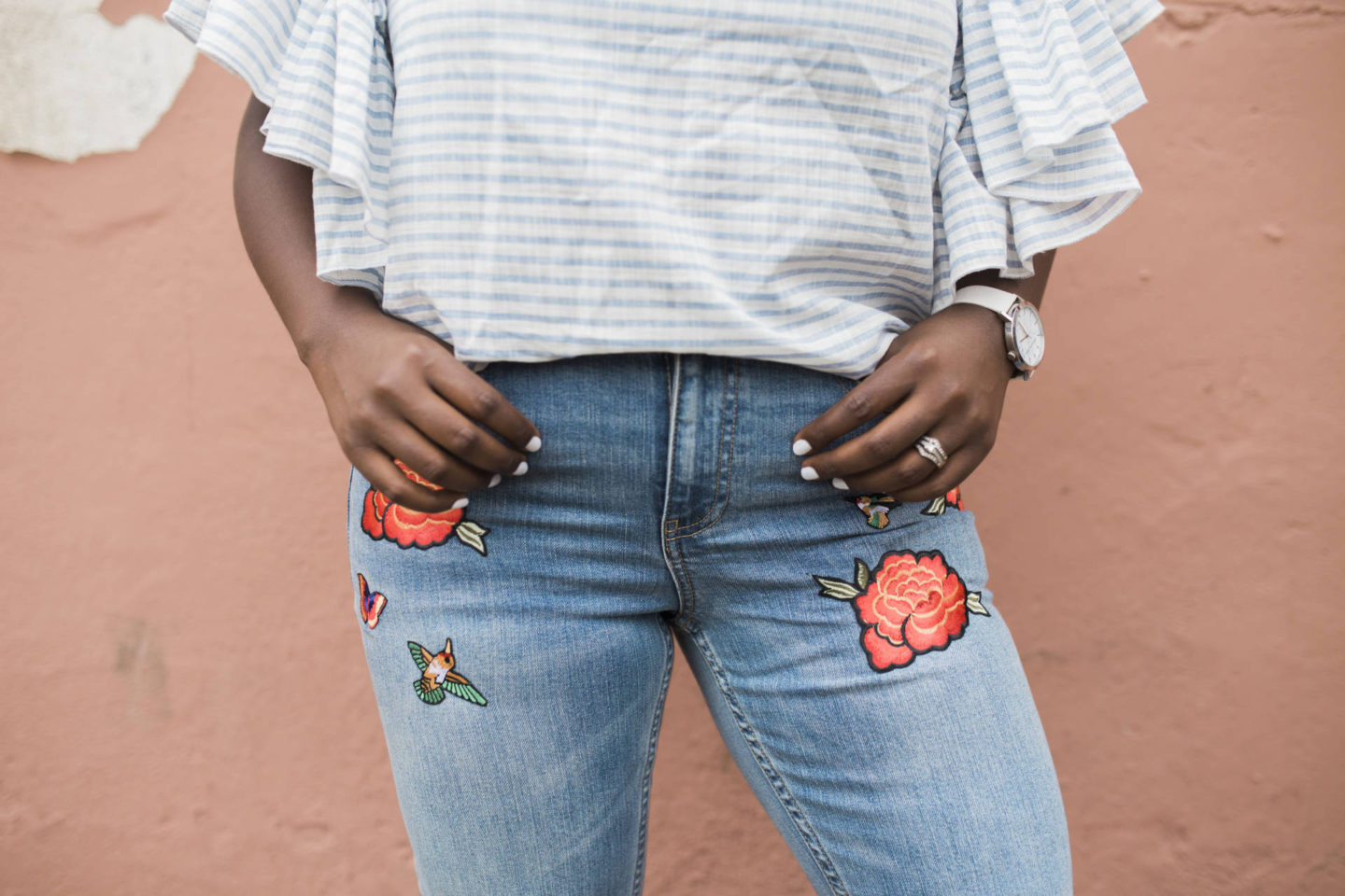 ruffled-tops-embroidered-jeans- Two wardrobe staples you absolutely need for your Spring/ Summer ensembles! 