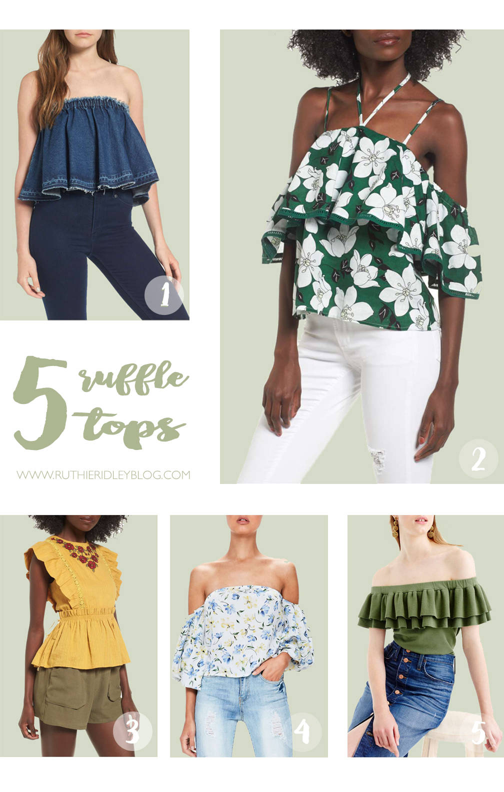 Adding a little, ruffle, color or studs to any top or denim, will make a statement! Check out my favorite tops and denim skirts!!