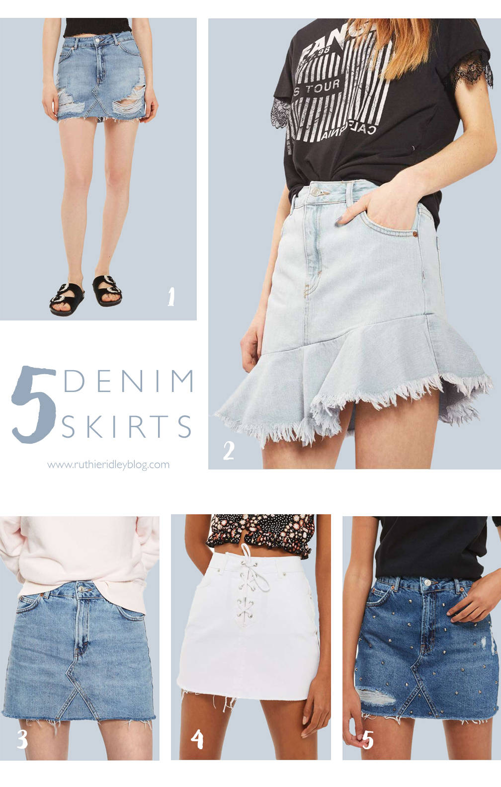 Adding a little, ruffle, color or studs to any top or denim, will make a statement! Check out my favorite tops and denim skirts!!