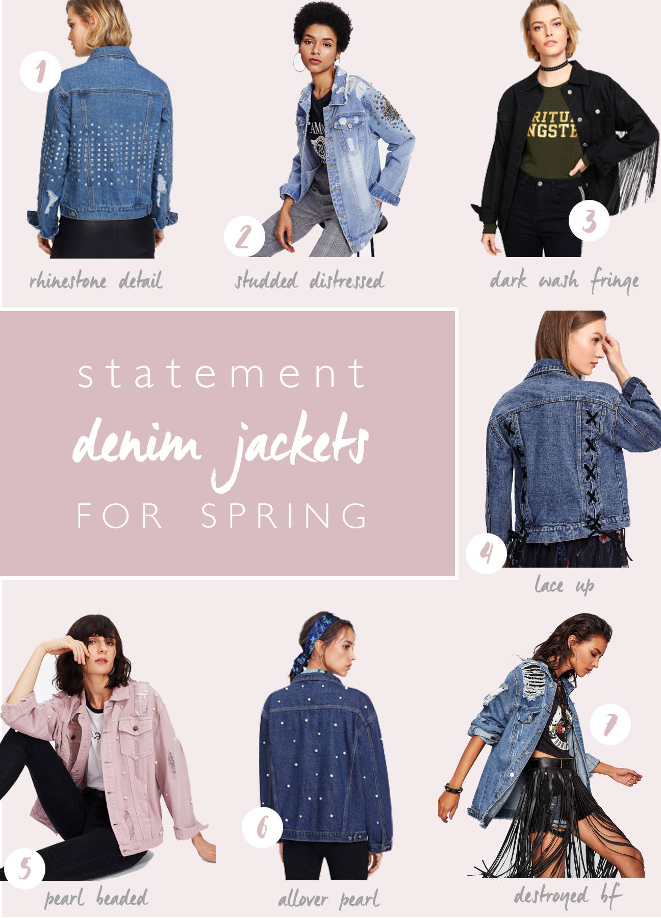 Affordable, statement denim jackets for Spring! Look cute, be warm, don't break the bank!! Love this round up! I hope you love it too!