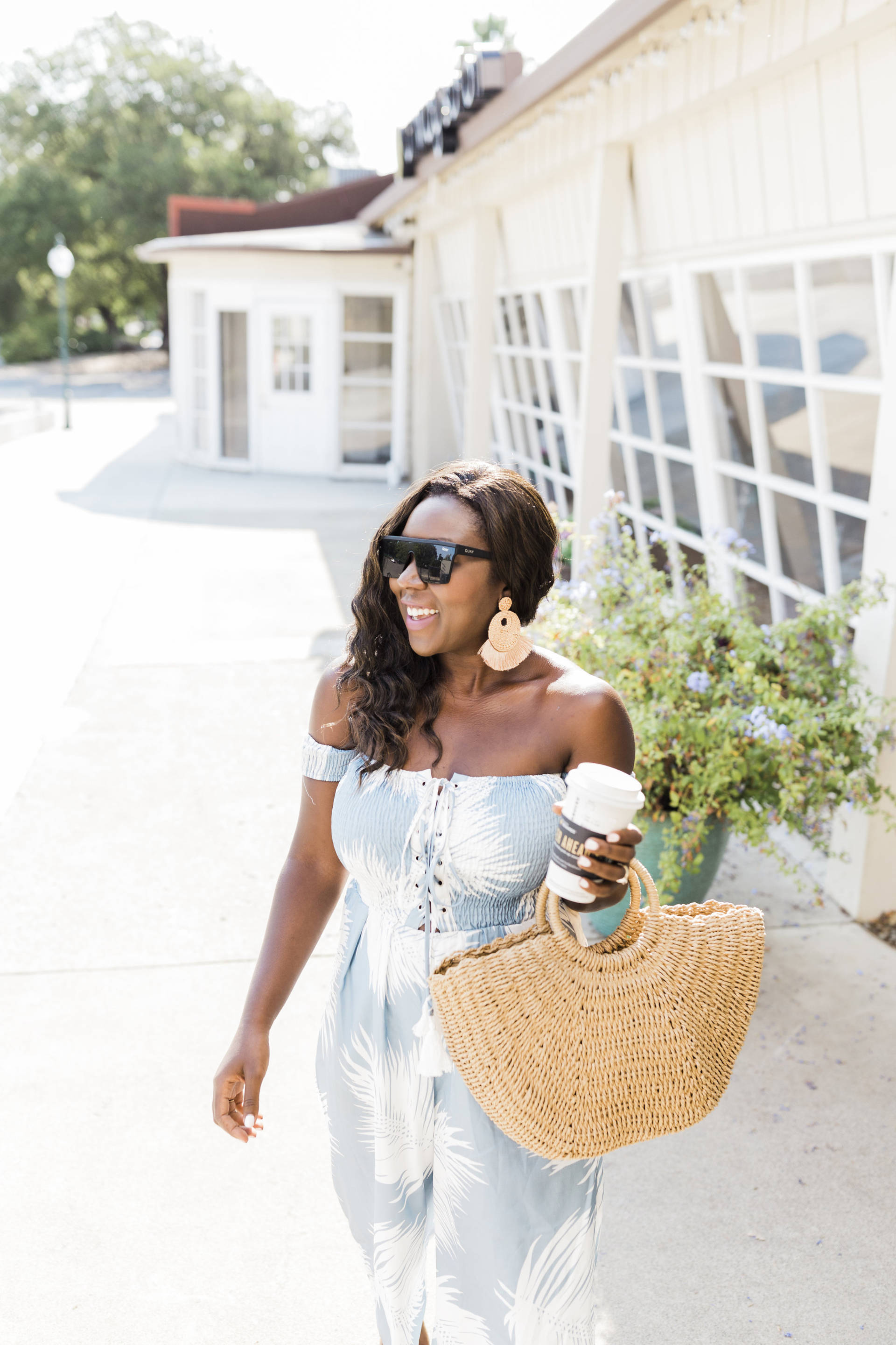 Blue Tropical Print Jumpsuit-  sharing this gorgeous number from Red Dress Boutique.  Jumpsuits are at the top of the trend list this Summer and the season is still going strong!