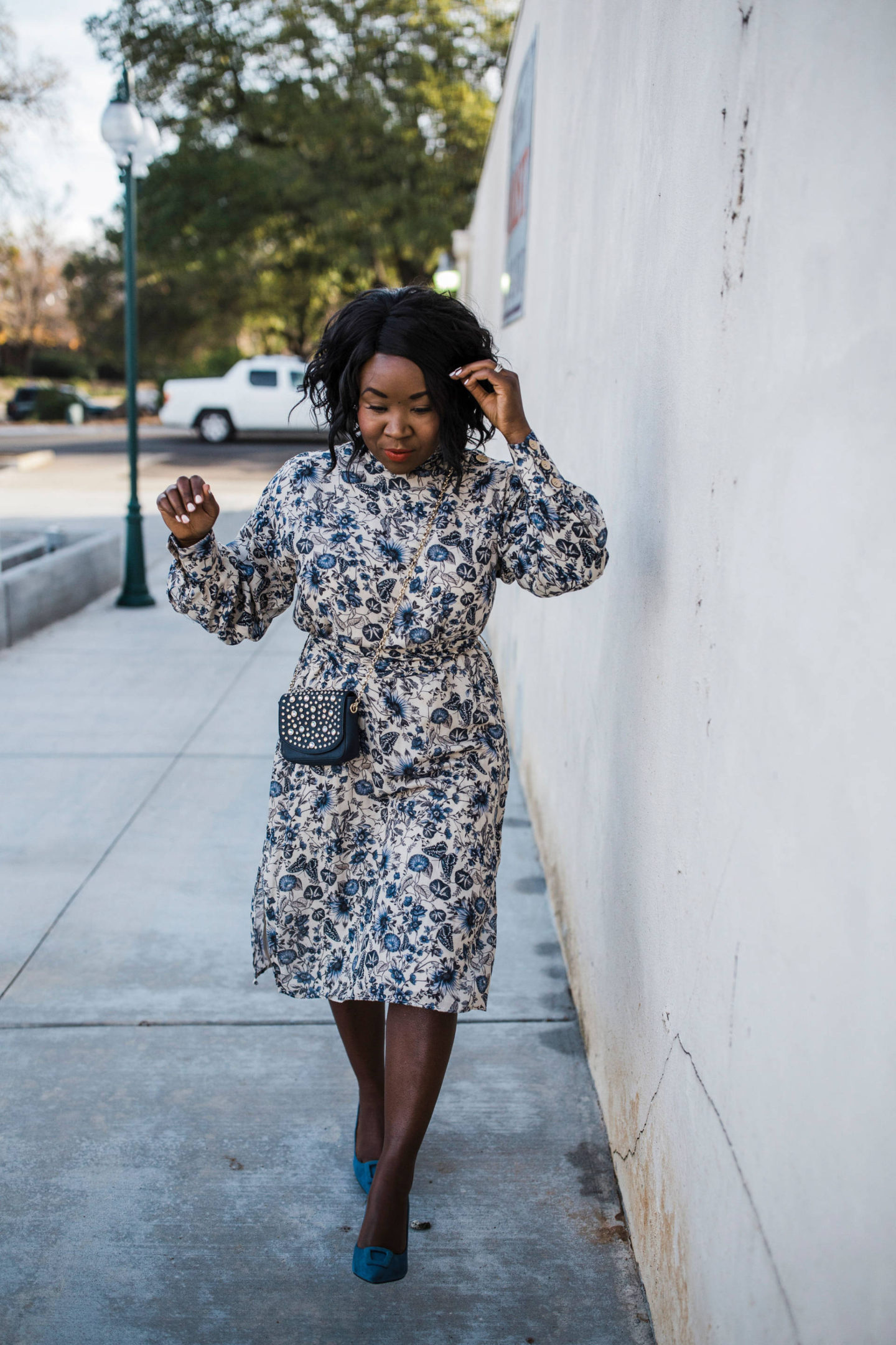 Ruthie Ridley Blog- Zara Blue Print Dress