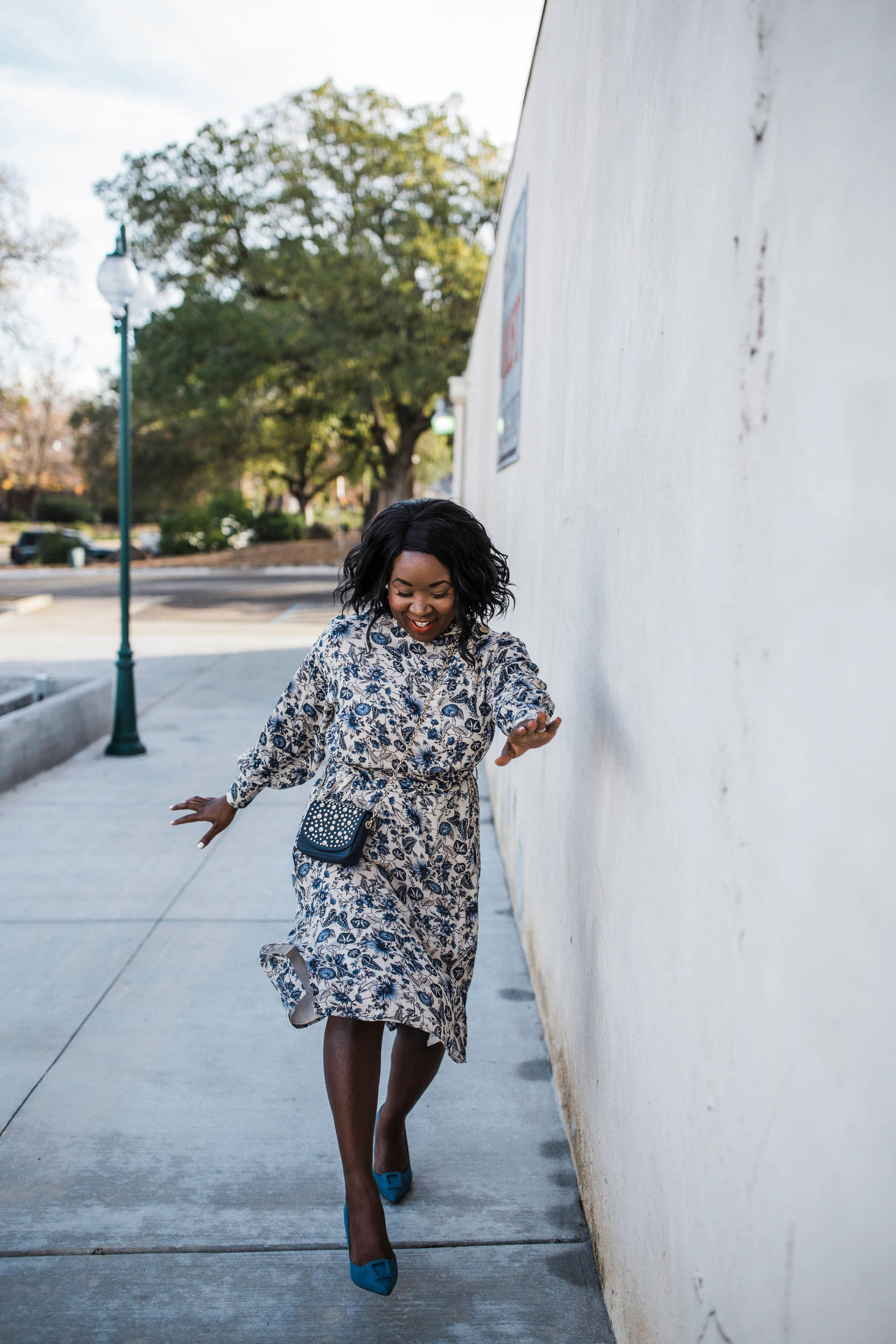 Ruthie Ridley Blog- Zara Blue Print Dress